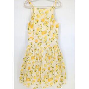 Ann Taylor Lemon Drop Waist Pleated Dress 12 Coastal Preppy Whimsical Fruit Chic